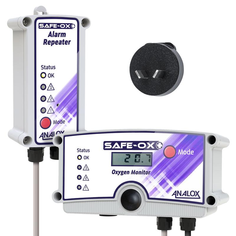 Portable Oxygen (O₂) Monitor with AU Plug - Safe-Ox+